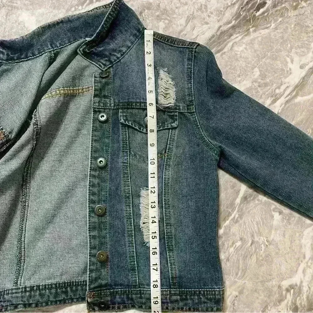 Womens Highway Jeans Distressed Jean Denim Jacket Size M Light Wash New! - Picture 10 of 12